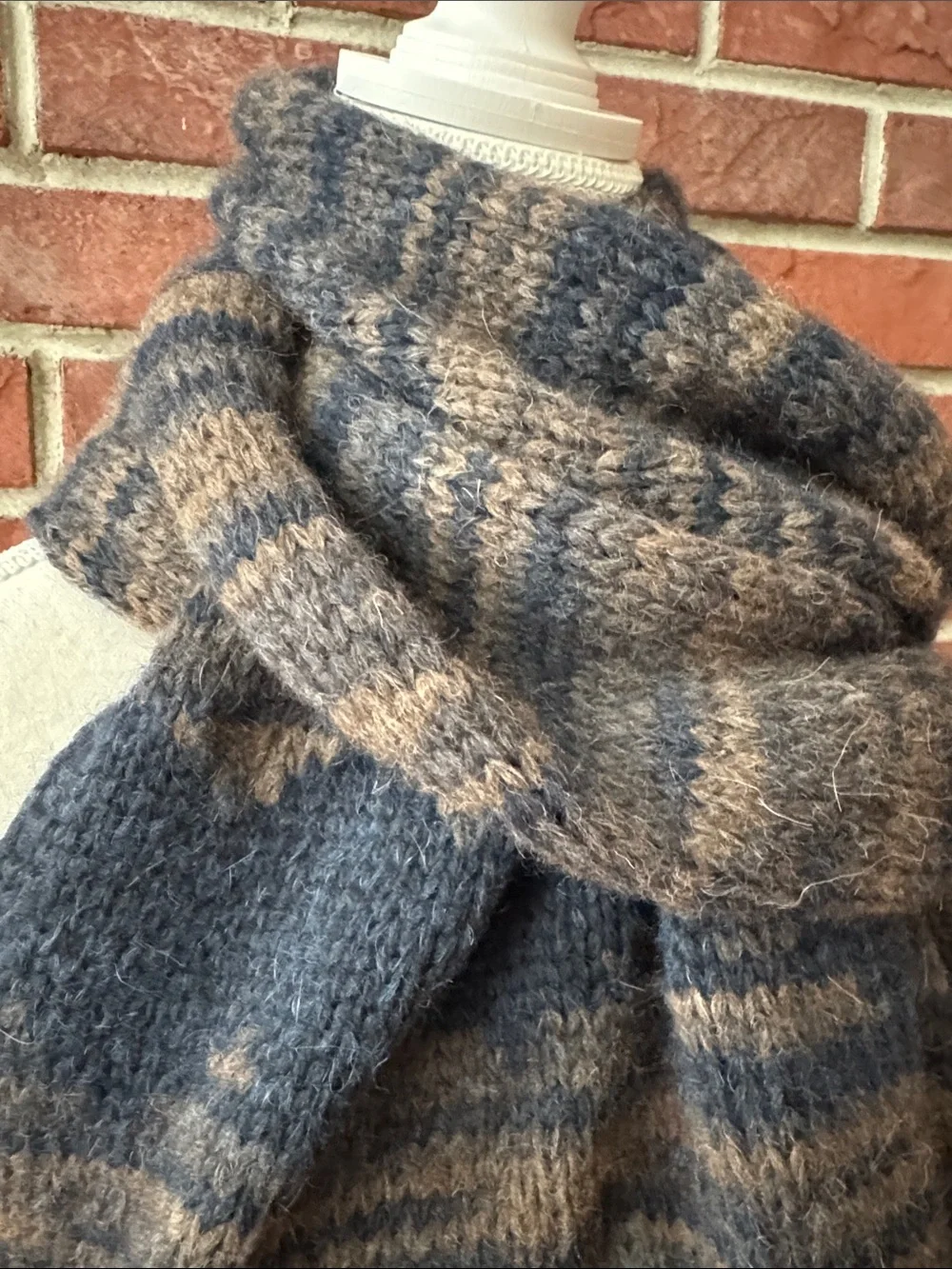 INVERNI Luxurious Baby Alpaca Blend Striped Knit Scarf 14”x68”Made in Italy NWT